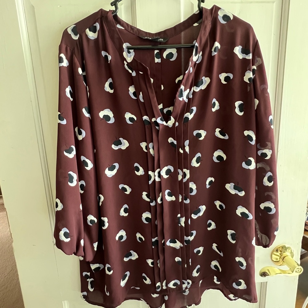 41 Hawthorn Maroon and White Patterned Blouse